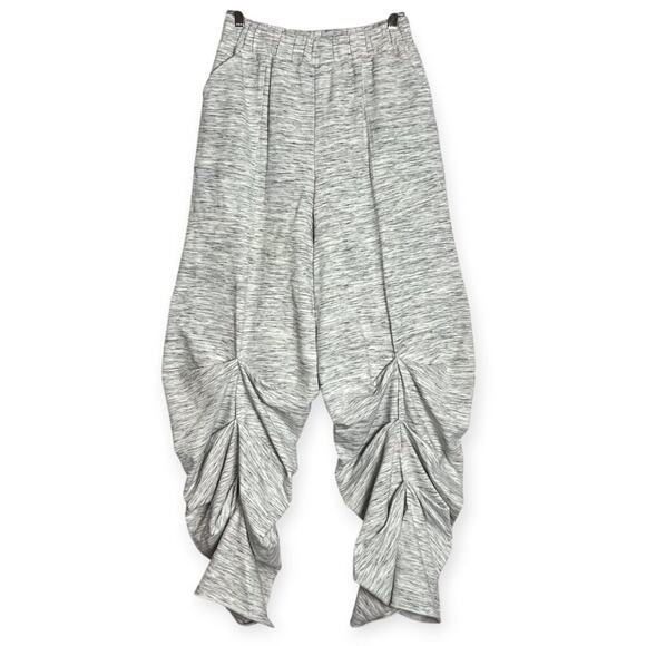 Free People High Rise Ruched Leg Joggers SIZE S Gray Baggy Sweatpants UNIQUE - Picture 1 of 11